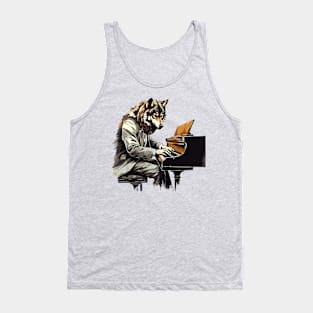 Wolf Playing Piano Tank Top